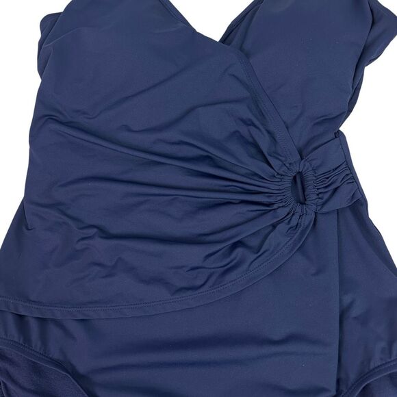 Tommy Bahama Women’s Size 16 Pearl Clara Wrap One-Piece Swimsuit Dark Blue NWOT - Picture 6 of 10